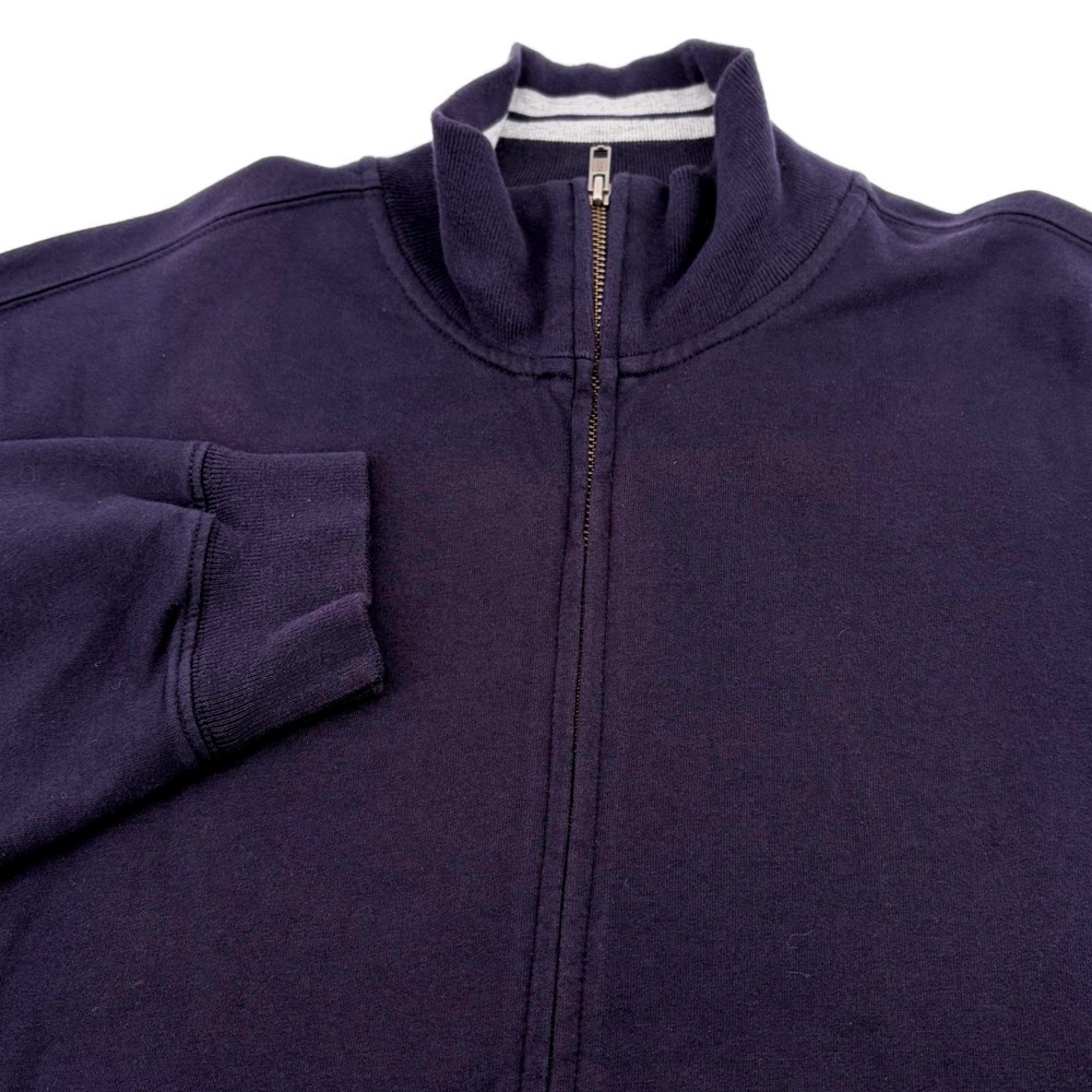 Lands End Mens Navy Blue Full Zip Mock Neck Sweatshirt M 10-12 Regular